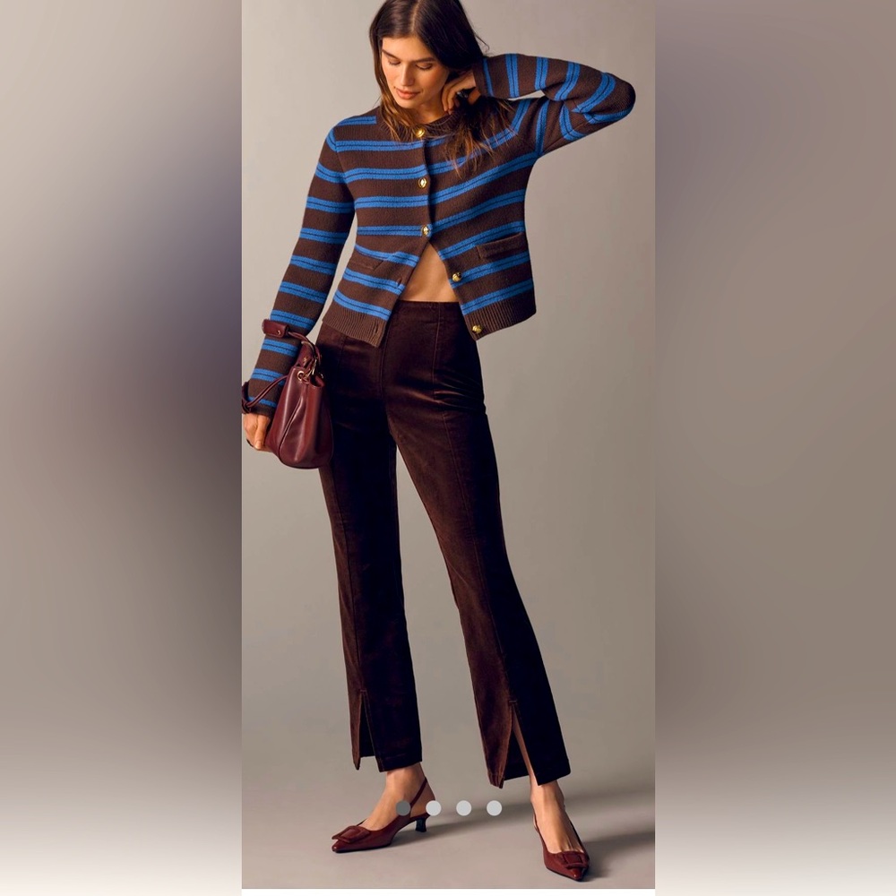 NWT Anthropologie Maeve high rise split front velvet skinny pants, XS
